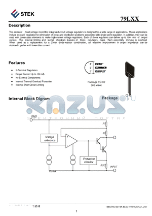 79L24A datasheet - fixed-voltage monolithic integrated-circuit voltage regulators is designed for a wide range of applications