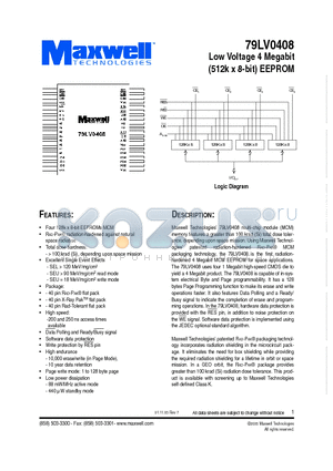 79LV0408RPFE-20 datasheet - Low Voltage 4 Megabit (512k x 8-bit) EEPROM