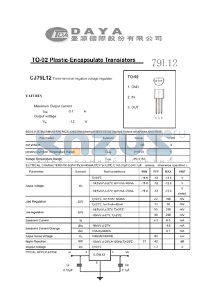 79L12 datasheet - TO-92 Plastic-Encapsulate Transistors