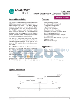 AAT3201_06 datasheet - 150mA OmniPower LDO Linear Regulator