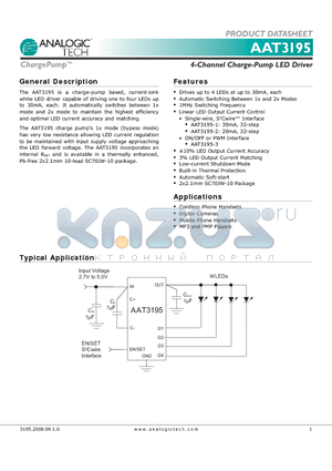 AAT3195 datasheet - 4-Channel Charge-Pump LED Driver