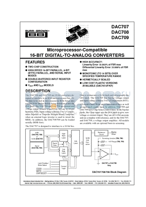 DAC709 datasheet - Microprocessor-Compatible 16-BIT DIGITAL-TO-ANALOG CONVERTERS