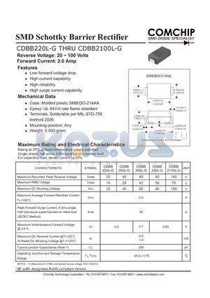 CDBB2100L-G datasheet - SMD Schottky Barrier Rectifier