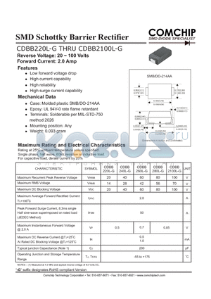 CDBB220L-G datasheet - SMD Schottky Barrier Rectifier