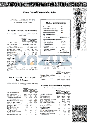 232-C datasheet - WATER COOLED TRANSMITTING TUBE