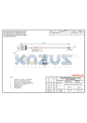 232002-06 datasheet - HOSPITAL GRADE POWER CORD