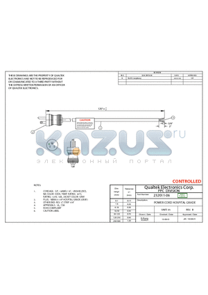 232011-06 datasheet - POWER CORD HOSPITAL GRADE