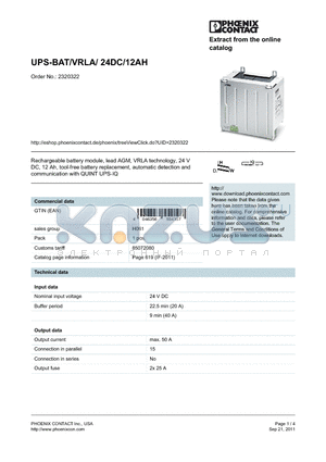 2320322 datasheet - UPS-BAT/VRLA/ 24DC/12AH