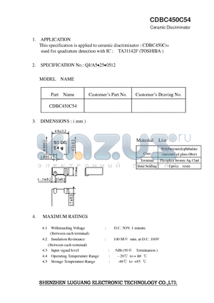 CDBC450C54 datasheet - Ceramic Discriminator