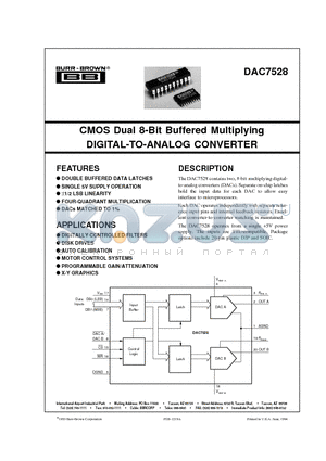 DAC7528 datasheet - CMOS Dual 8-Bit Buffered Multiplying DIGITAL-TO-ANALOG CONVERTER