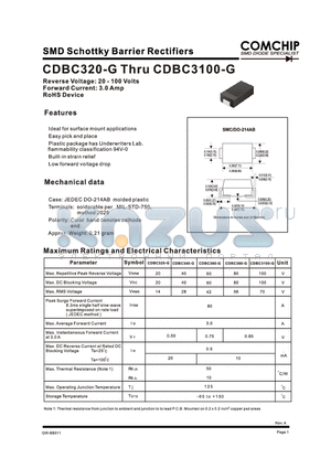 CDBC380-G datasheet - SMD Schottky Barrier Rectifiers