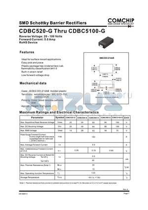 CDBC540-G datasheet - SMD Schottky Barrier Rectifiers