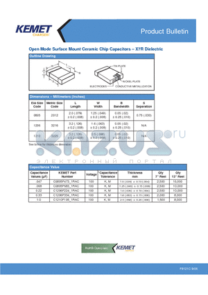 C0805F683K1RAC datasheet - Open Mode Surface Mount Ceramic Chip Capacitors - X7R Dielectric