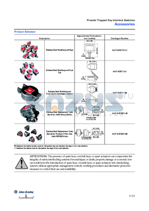 440T-AKEYE10 datasheet - Prosafe Trapped Key Interlock Switches Accessories