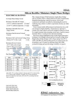 B172-110 datasheet - Silicon Rectifier Miniature Single Phase Bridges