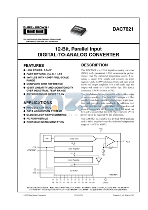 DAC7621EB datasheet - 12-Bit, Parallel Input DIGITAL-TO-ANALOG CONVERTER