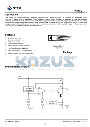 79XX datasheet - fixed-negative-voltage monolithic integrated-circuit voltage regulators