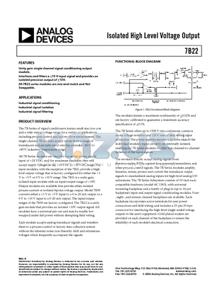 7B22 datasheet - Isolated High Level Voltage Output