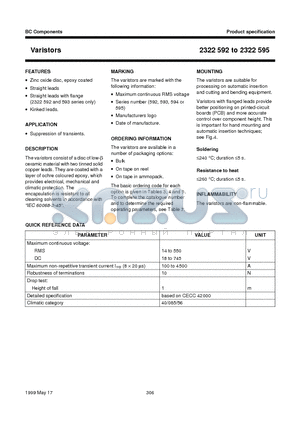 2322595 datasheet - Varistors