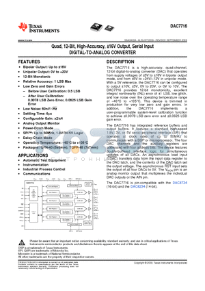 DAC7716SRHAT datasheet - Quad 12-Bit High-Accuracy a16V Output Serial Input DIGITAL-TO-ANALOG CONVERTER