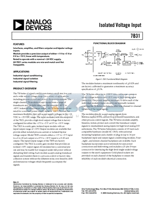 7B31-04-2 datasheet - Isolated Voltage Input