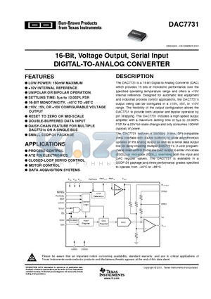 DAC7731EC datasheet - 16-Bit, Voltage Output, Serial Input DIGITAL-TO-ANALOG CONVERTER