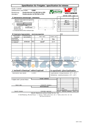 31401 datasheet - Flexible absorber foil WE-FAS for RFID