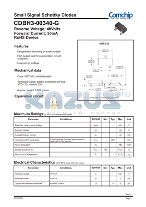 CDBH3-00340-G datasheet - Small Signal Schottky Diodes