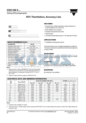 232264053104 datasheet - NTC Thermistors, Accuracy Line