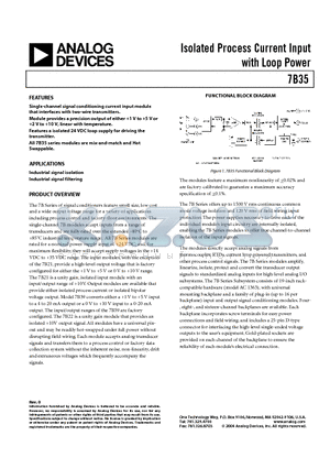 7B35-01-2 datasheet - Isolated Process Current Input with Loop Power