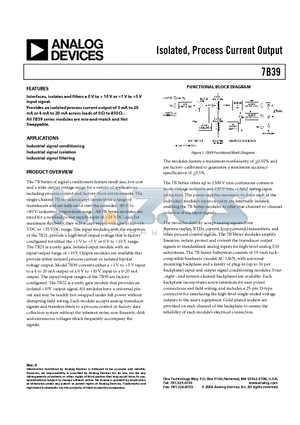 7B39-01 datasheet - Isolated, Process Current Output