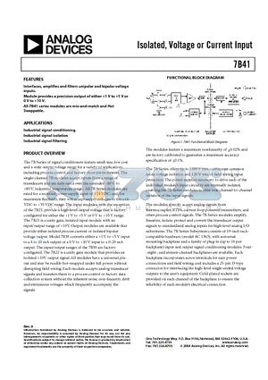 7B41-01-1 datasheet - Isolated, Voltage or Current Input