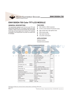 ENH150XD4-750 datasheet - Color TFT-LCD MODULE