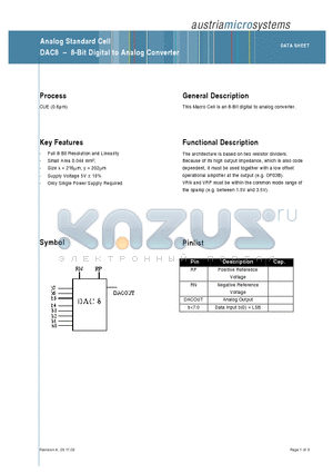 DAC8 datasheet - Analog Standard Cell 8-Bit Digital to Analog Converter