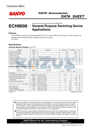 ENN8179 datasheet - N-Channel and P-Channel Silicon MOSFETs General-Purpose Switching Device Applications