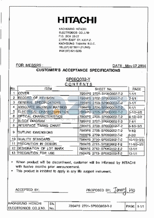 7B64PS2704-SP06Q002-T-2 datasheet - CUSTOMERS ACCEPTANCE SPECIFICATIONS