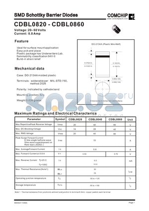 CDBL0820 datasheet - SMD Schottky Barrier Diodes