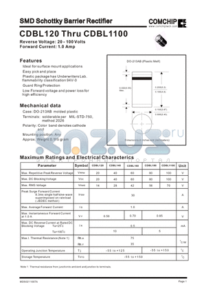 CDBL120 datasheet - SMD Schottky Barrier Rectifier