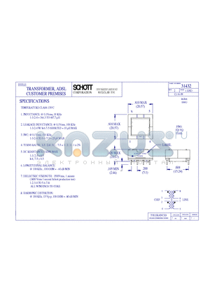 31432 datasheet - TRANSFORMER, ADSL CUSTOMER PREMISES