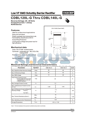CDBL120L-G datasheet - Low VF SMD Schottky Barrier Rectifier