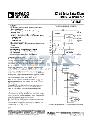 DAC8143FP datasheet - 12-Bit Serial Daisy-Chain CMOS D/A Converter