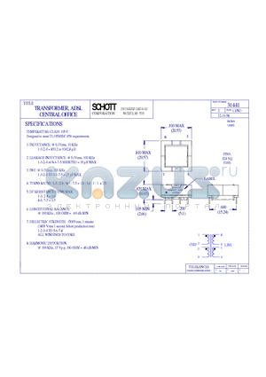 31441 datasheet - TRANSFORMER, ADSL CENTRAL OFFICE