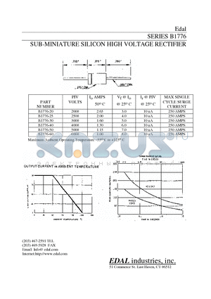 B1776-50 datasheet - SUB-MINIATURE SILICON HIGH VOLTAGE RECTIFIER