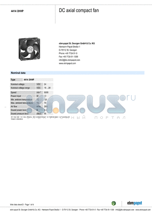 44142HHP datasheet - DC axial compact fan