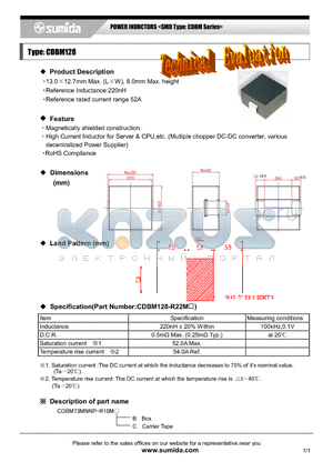 CDBM128 datasheet - POWER INDUCTORS