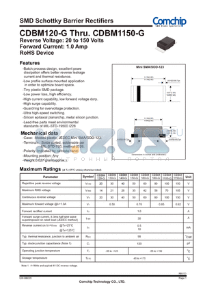 CDBM130-G datasheet - SMD Schottky Barrier Rectifiers