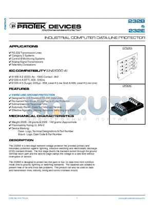 232B datasheet - INDUSTRIAL COMPUTER DATA LINE PROTECTOR