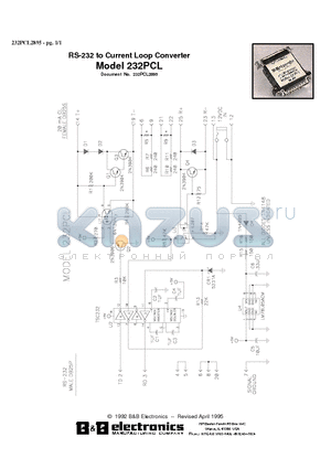 232PCL2895 datasheet - RS-232 to Current Loop Converter