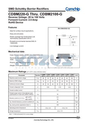 CDBM220-G_12 datasheet - SMD Schottky Barrier Rectifiers