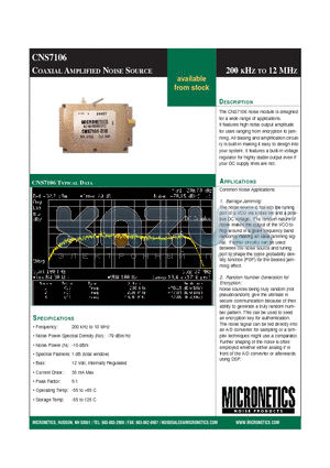 CNS7106 datasheet - COAXIAL AMPLIFIED NOISE SOURCE